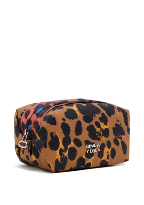 Bimba y Lola leopard-print zipped make-up bag - Brown