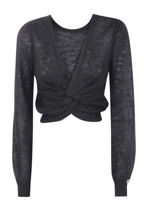 TWINSET twist-front cropped sweater - Black