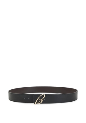 Brioni logo-plaque leather belt - Black