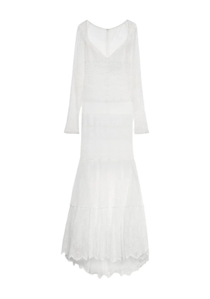 Blumarine laced long-sleeve maxi dress - White