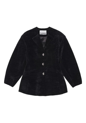 GANNI textured button-fastening jacket - Black