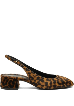 Stuart Weitzman 35mm Maeve slingback leopard pumps - Brown