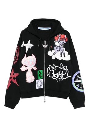 Chopova Lowena Flying High graphic-print zip-up hoodie - Black