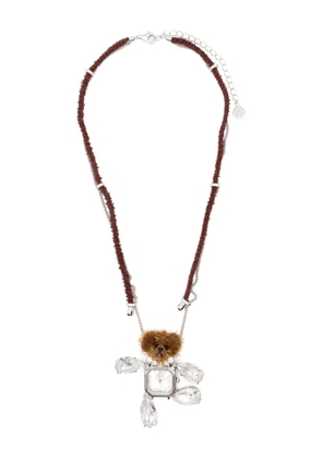 YVMIN teddy-bear embellishment necklace - White
