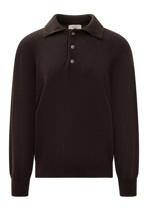 A Paper Kid knitted long-sleeve polo shirt - Brown