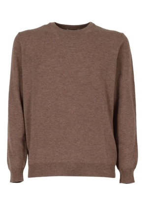 Kangra suede-patch crew-neck sweater - Brown