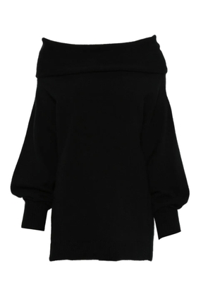 Malo off-shoulder balloon-sleeve sweater - Black
