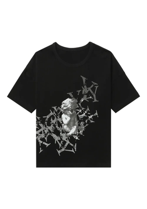 Y's cherub -print cotton T-shirt - Black