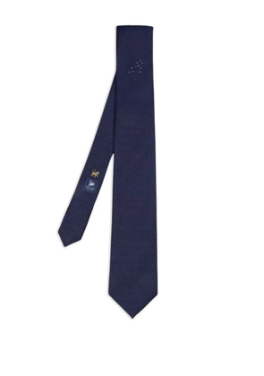 Elios Milano leo-embellished geometric-pattern tie - Blue