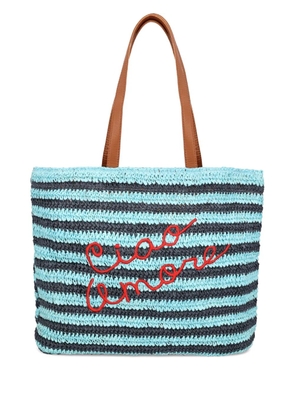 Giada Benincasa striped-pattern raffia tote bag - Blue