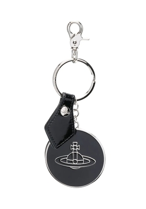 Vivienne Westwood Orb logo-plaque patent-leather keyring - Black