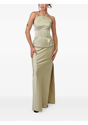 Nafsika Skourti crystal-embellished strapless gown - Neutrals