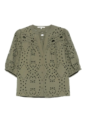 Ba&Sh Beatrice eyelet-embroidered puff-sleeve top - Green