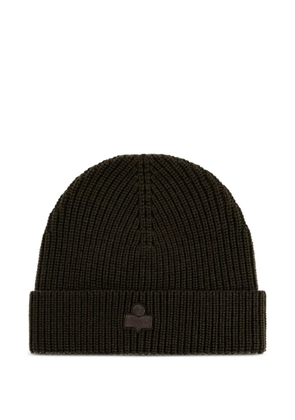 ISABEL MARANT ribbed logo beanie hat - Brown