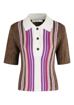 Tela stripe-pattern polo top - Brown
