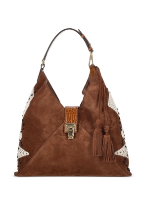 Ermanno Scervino suede knitted-detail shoulder bag - Brown
