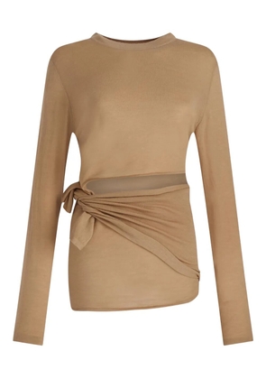 Loulou side-tie cotton-cashmere blend top - Neutrals