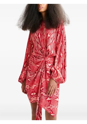 Essentiel Antwerp snake-print draped asymmetric dress - Red