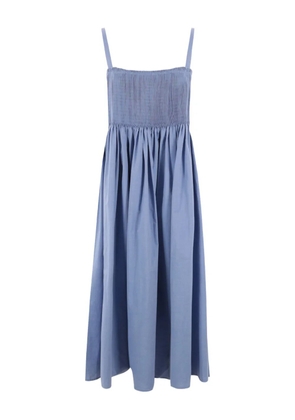 RENATA BRENHA shirred-detail cotton midi dress - Blue