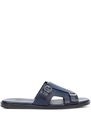 Santoni double-buckle leather sandals - Blue