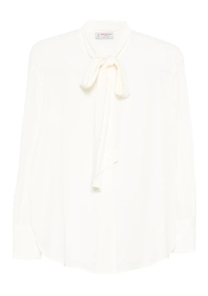 Alberto Biani bow-neck silk shirt - White