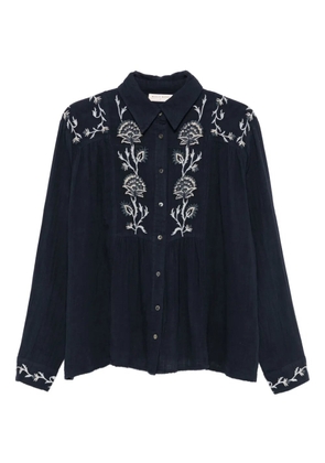 MAISON HOTEL floral-embroidered cotton shirt - Blue