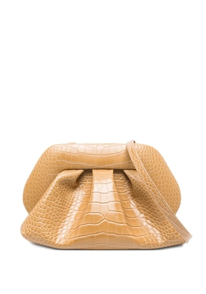 Themoirè pleated crocodile-effect clutch bag - Yellow