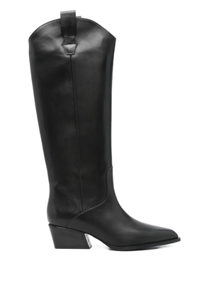 POEVE 45mm pointed-toe knee-high boots - Black