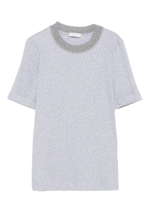 Peserico embellished-neck T-shirt - Grey