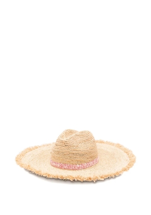 Borsalino fringed straw hat - Neutrals