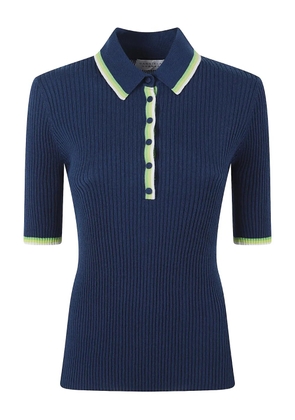 Gabriela Hearst ribbed polo top - Blue