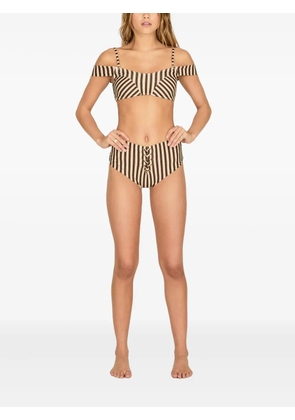 Amuse striped lace-up bikini - Brown