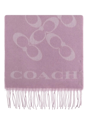 Coach logo fringed scarf - Pink