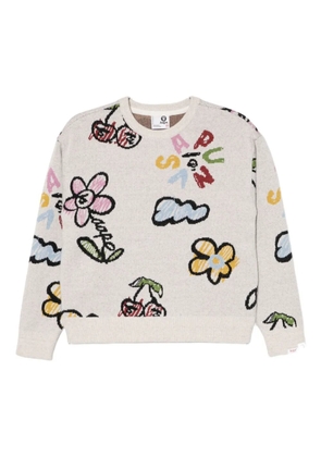 AAPE BY *A BATHING APE® graphic-print jumper - Neutrals