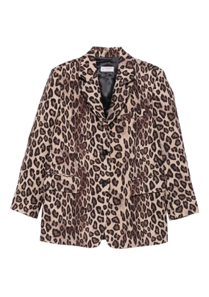 Alberto Biani leopard-print button blazer - Brown
