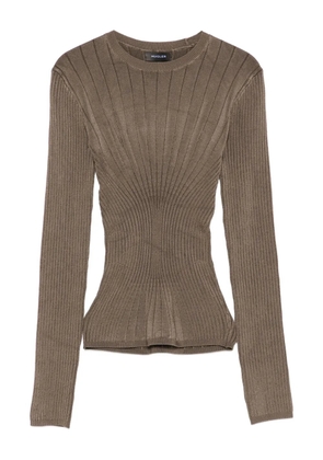 Mugler ribbed round-neck sweater - Brown