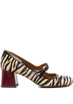 Chie Mihara 45mm Mumma Zebra block-heel pumps - Pink