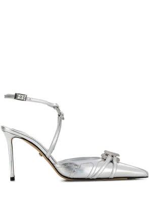 MACH & MACH 95mm crystal-embellished ankle-strap pumps - Grey