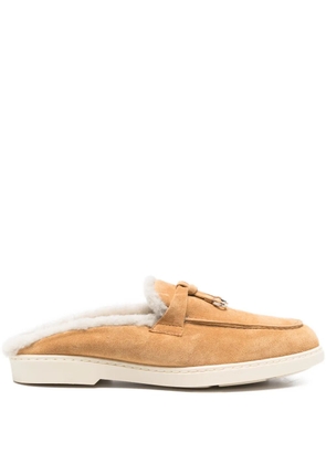 Doucal's fur-trim mules - Neutrals