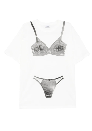 Vaquera lingerie-print cotton T-shirt - White