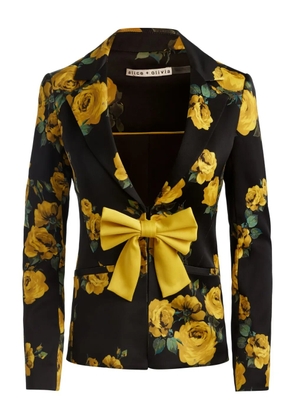 alice + olivia Mya rose-print bow blazer - Black