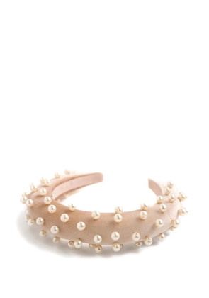 Bluetiful Milano pearl-embellished velvet headband - Pink