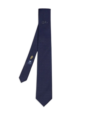 Elios Milano Virgo geometric-pattern silk tie - Blue