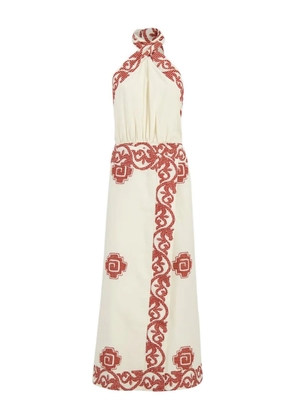 Johanna Ortiz halterneck embroidered dress - White