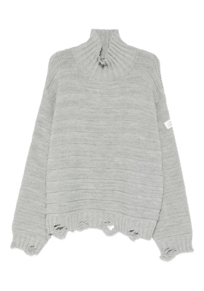 MM6 Maison Margiela turtleneck frayed sweater - Grey