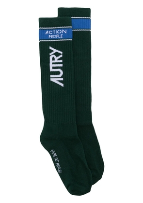 Autry logo-intarsia knitted socks - Green