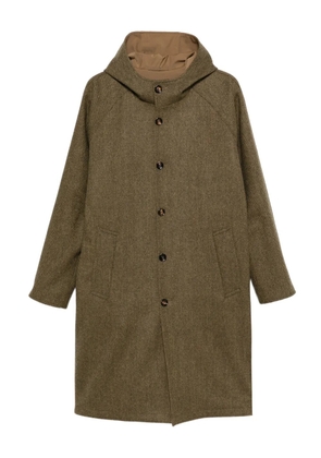 Kired single-breasted hooded coat - Brown