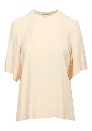 Semicouture keyhole-neckline short-sleeve top - Neutrals