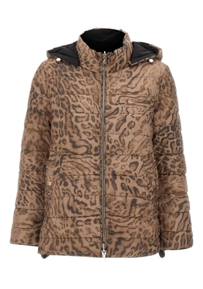 ELENA MIRO` animalier-print puffer jacket - Brown