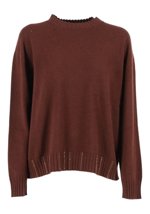 Fabiana Filippi ribbed-hem crew-neck sweater - Brown